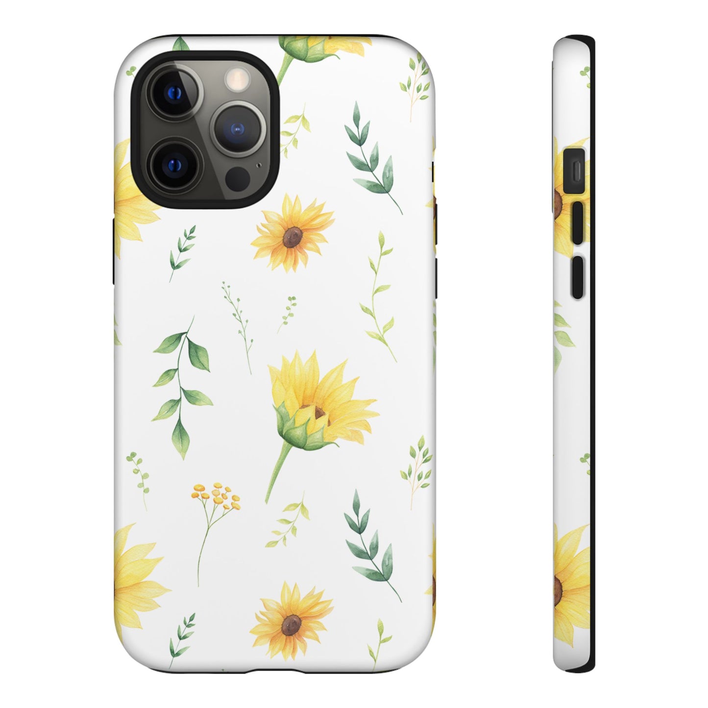 Sunflower Floral Tough Phone Case - Watercolor Botanical Print, Bright Nature Aesthetic, Compatible with iPhone, Galaxy, and Google Phones