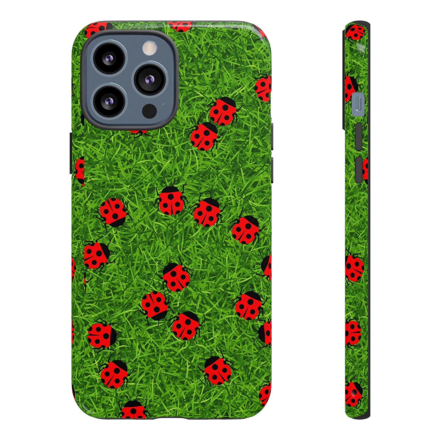 Ladybug Tough Phone Case - Cute Insect Aesthetic, Nature Pattern Art Design, Compatible with iPhone, Galaxy, and Google Phones