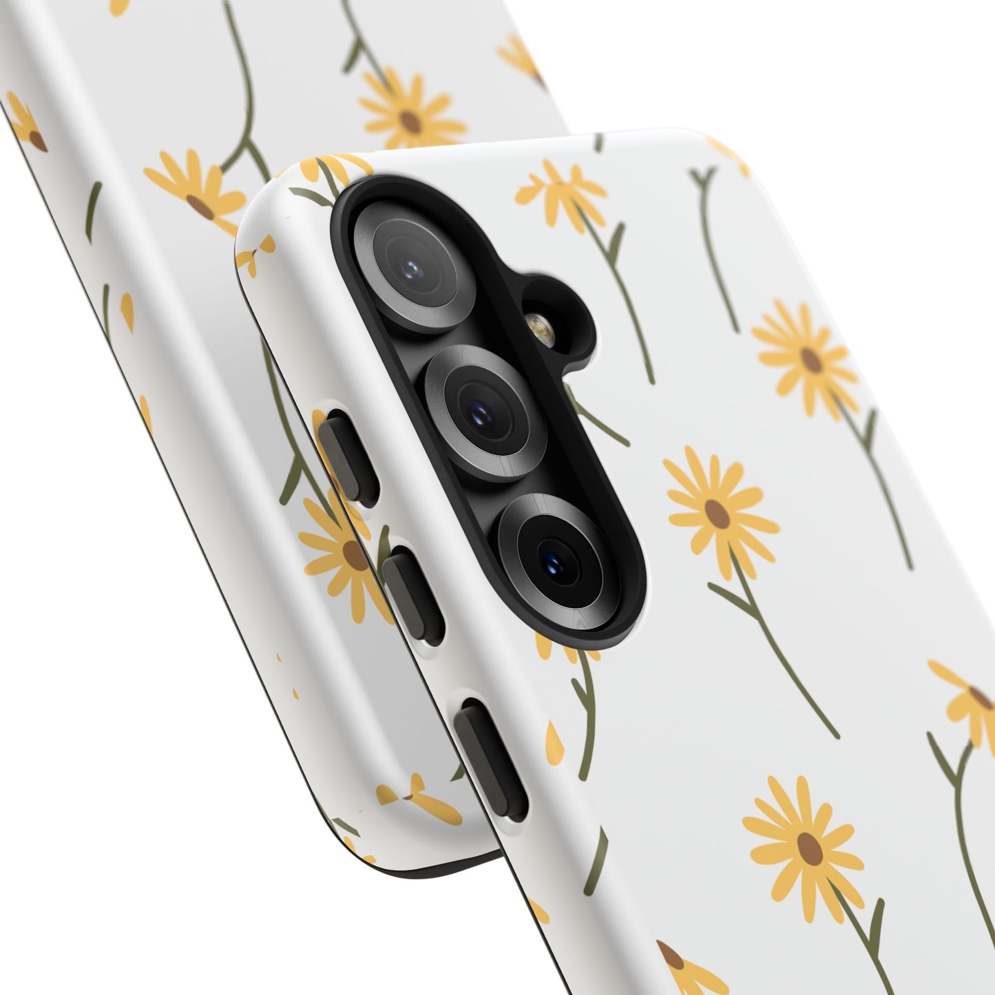 Sunflower Floral Tough Phone Case - Minimal Daisy-Inspired Print, Simple Botanical Aesthetic, Compatible with iPhone, Galaxy, and Google