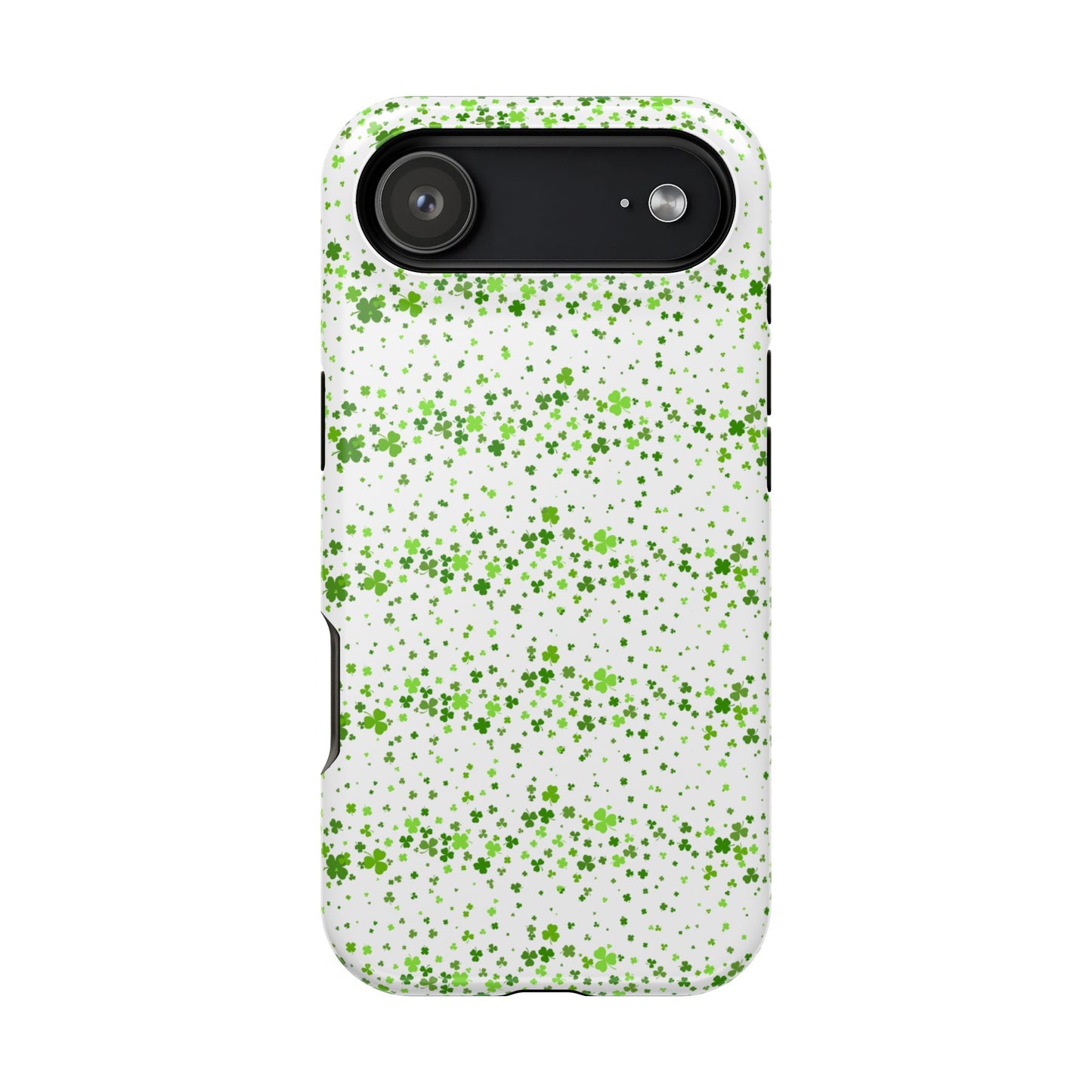 Shamrock Magnetic Phone Case, Minimal St Patricks Day Clover Pattern, Irish Green Compatible with iPhone 17, 16, 15, 14, 13