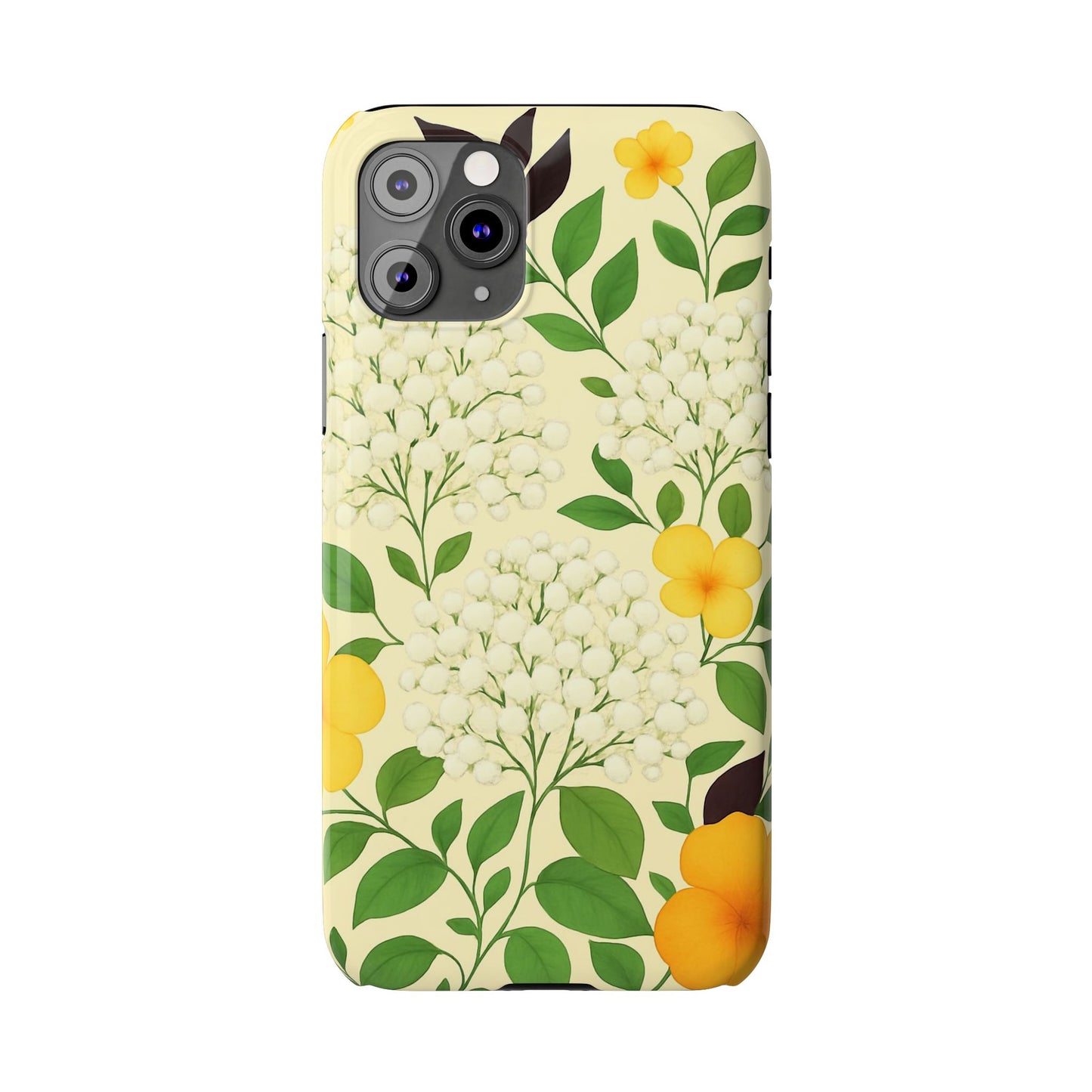 Delicate Floral Print Phone Case, Autumn Botanical Slim Phone Case, Aesthetic Flower Phone Cover Compatible with iPhone, Galaxy, Google