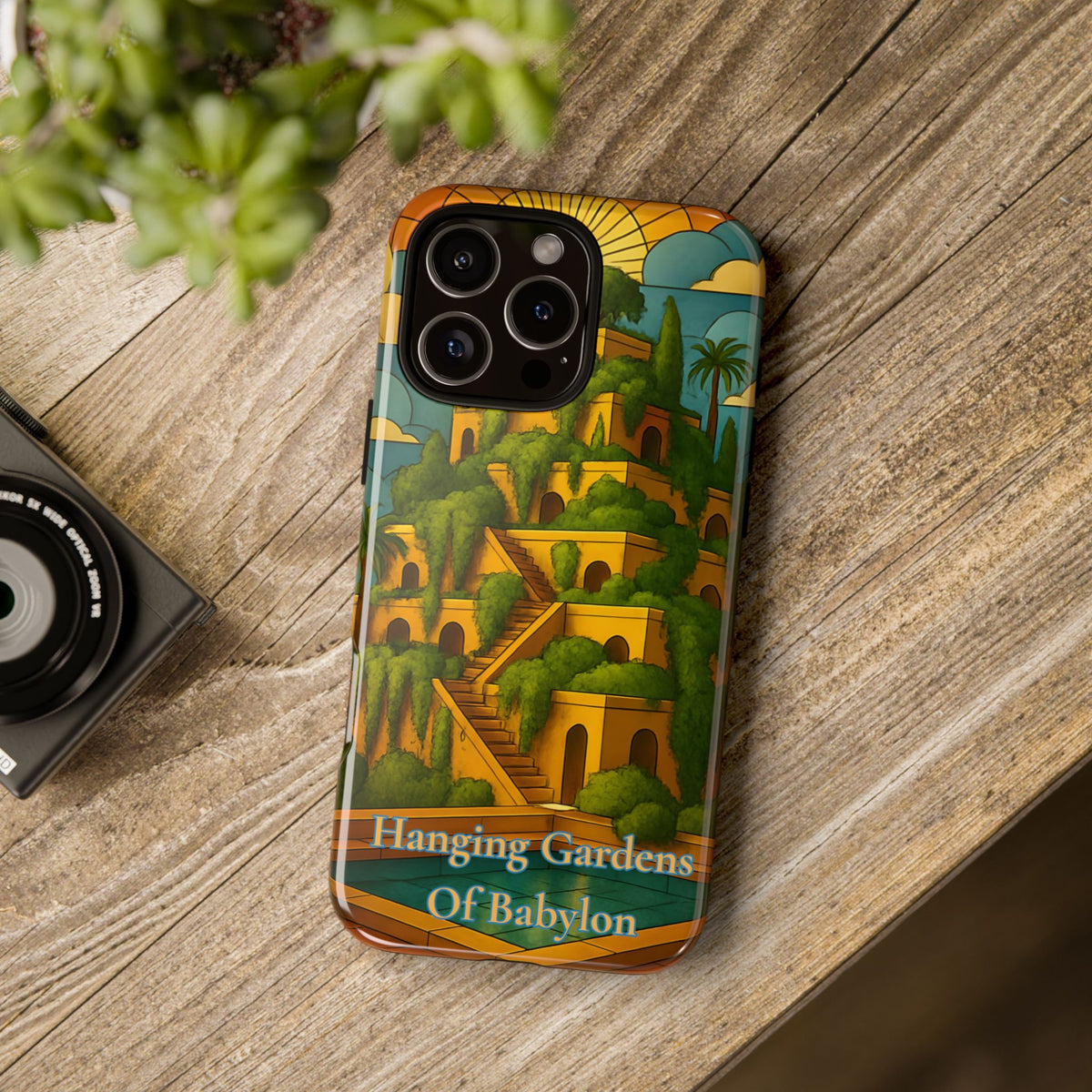 World Wonders Tough Phone Case, Hanging Gardens of Babylon, Compatible with iPhone 17, 16, 15, 14, 13, Galaxy, Google
