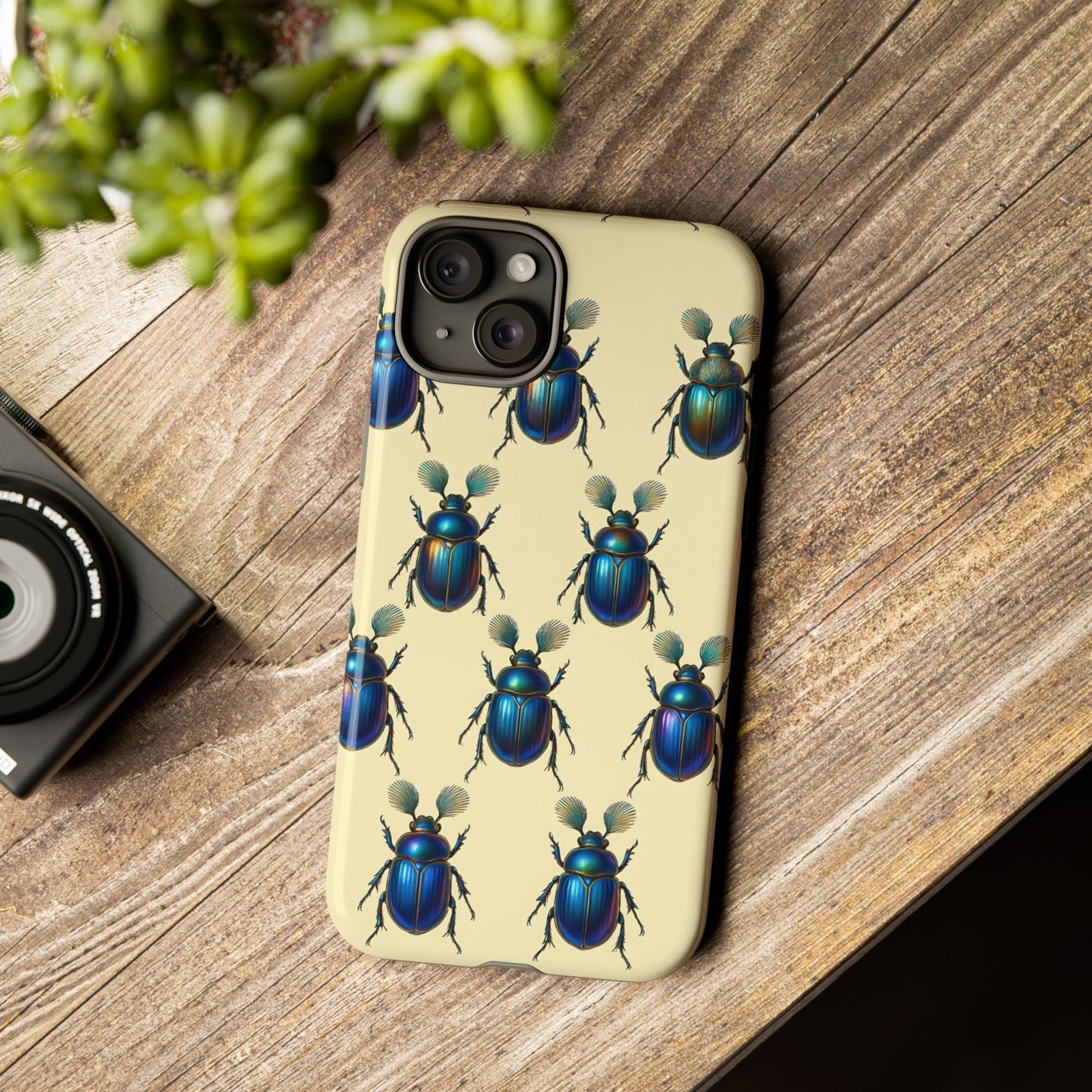 Beetle Tough Phone Case - Nature-Inspired Insect Art, Vintage Bug Pattern Design, Compatible with iPhone, Galaxy, and Google Phones