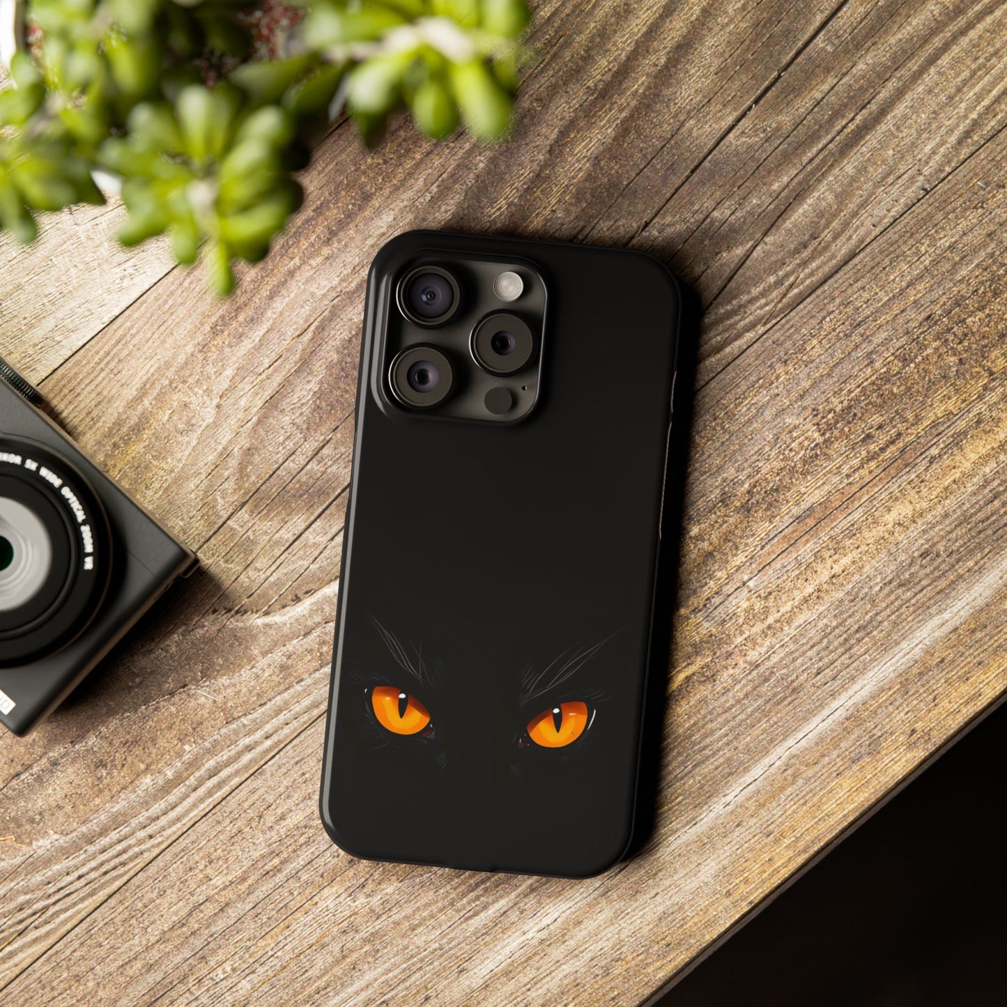 Black Cat Slim Phone Case - Gothic Halloween Aesthetic, Subtle Spookycore Aesthetic, Compatible with iPhone, Galaxy, and Google Phones