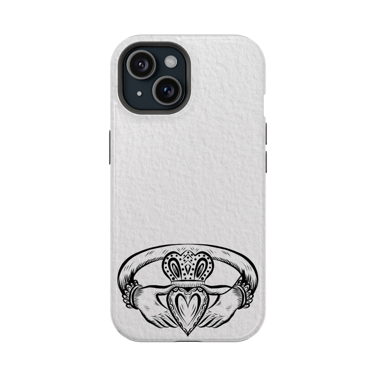 Claddagh Magnetic Phone Case Irish Symbol Ring Minimal Black White Design Love Loyalty Friendship Compatible with iPhone