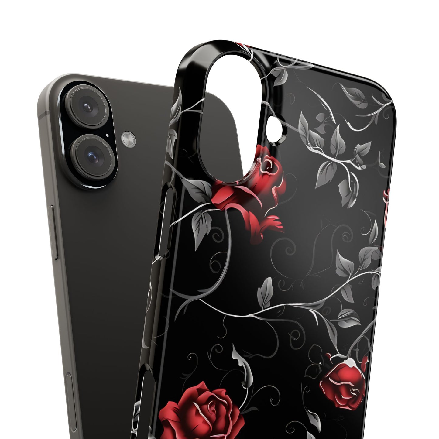 Elegant Floral Slim Phone Cases, Gothic Style Case, Rose Design Cover, Unique Gift for Her, Phone Accessories, Modern Chic