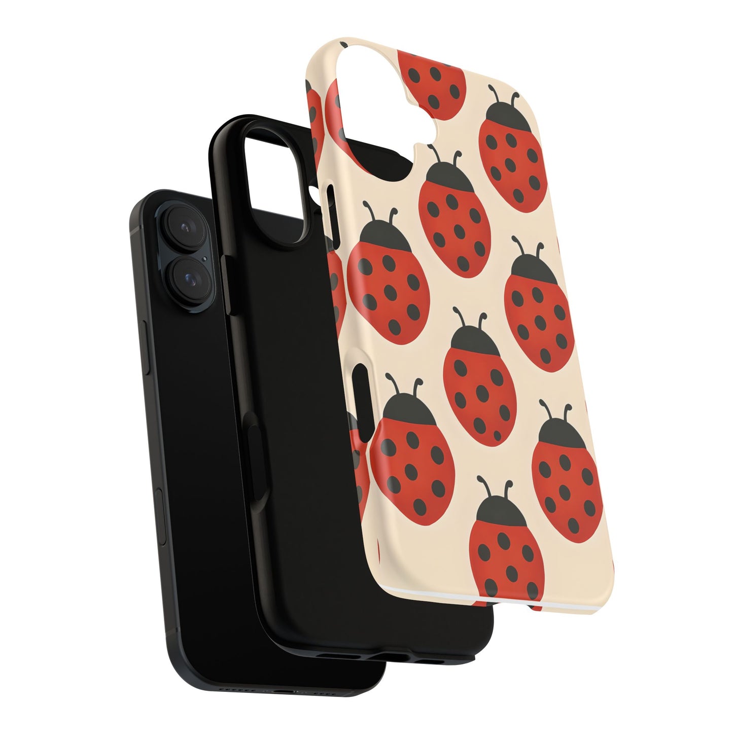Cute Ladybug Tough Phone Case - Red and Black Insect Pattern, Nature-Inspired Design, Compatible with iPhone, Galaxy, and Google Phones