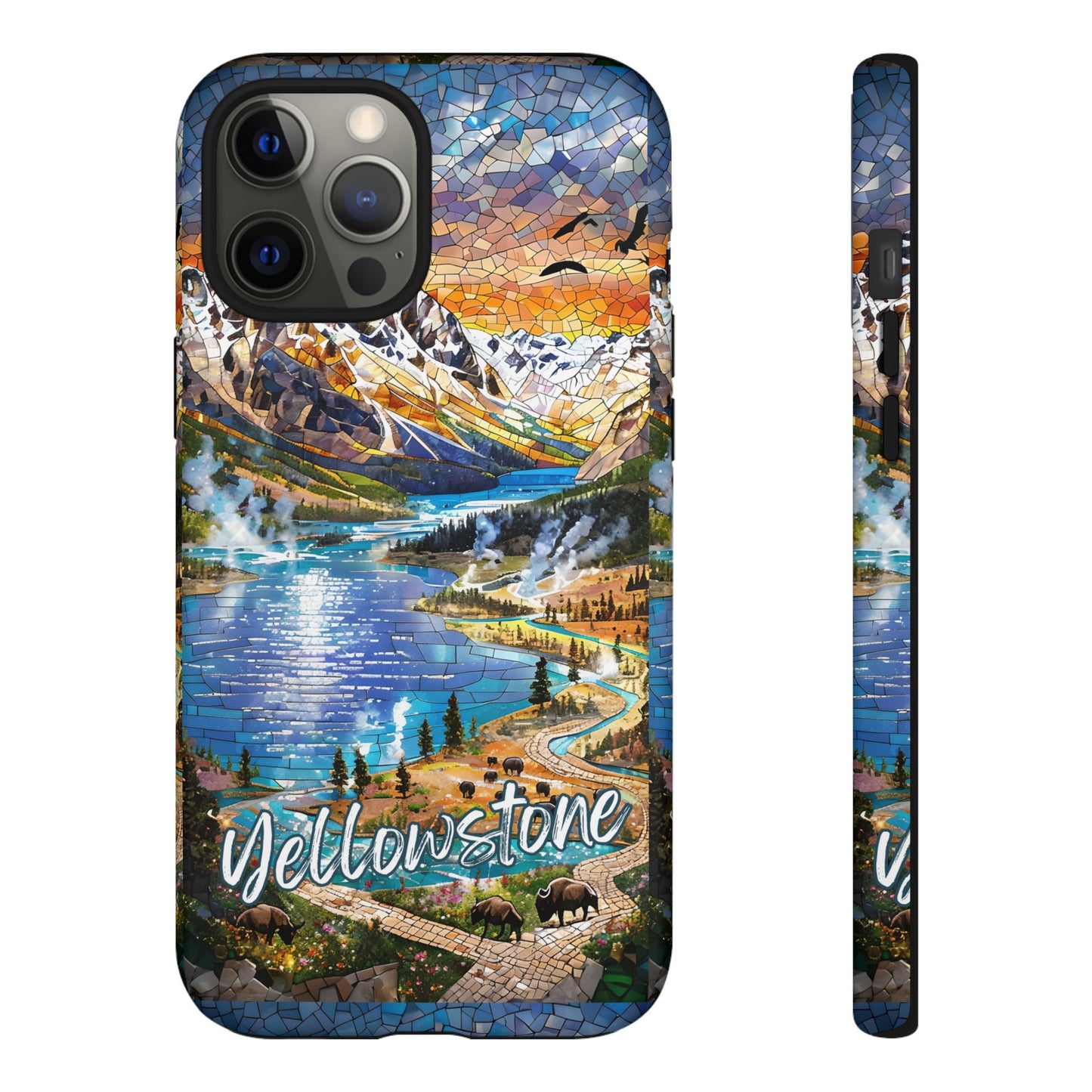 Yellowstone  National Park Phone Case, Mosaic Phone Case, Yellowstone National Park Gift, Scenic Mountains Phone Cover, Landscape Aesthetic