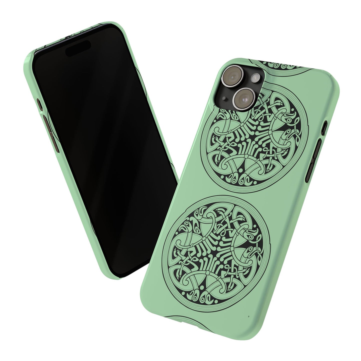 Celtic Medallion Slim Phone Case, Mint Green Design, St. Patrick Phone Cover Compatible with iPhone 17, 16, 15, 14, 13, 12, 11