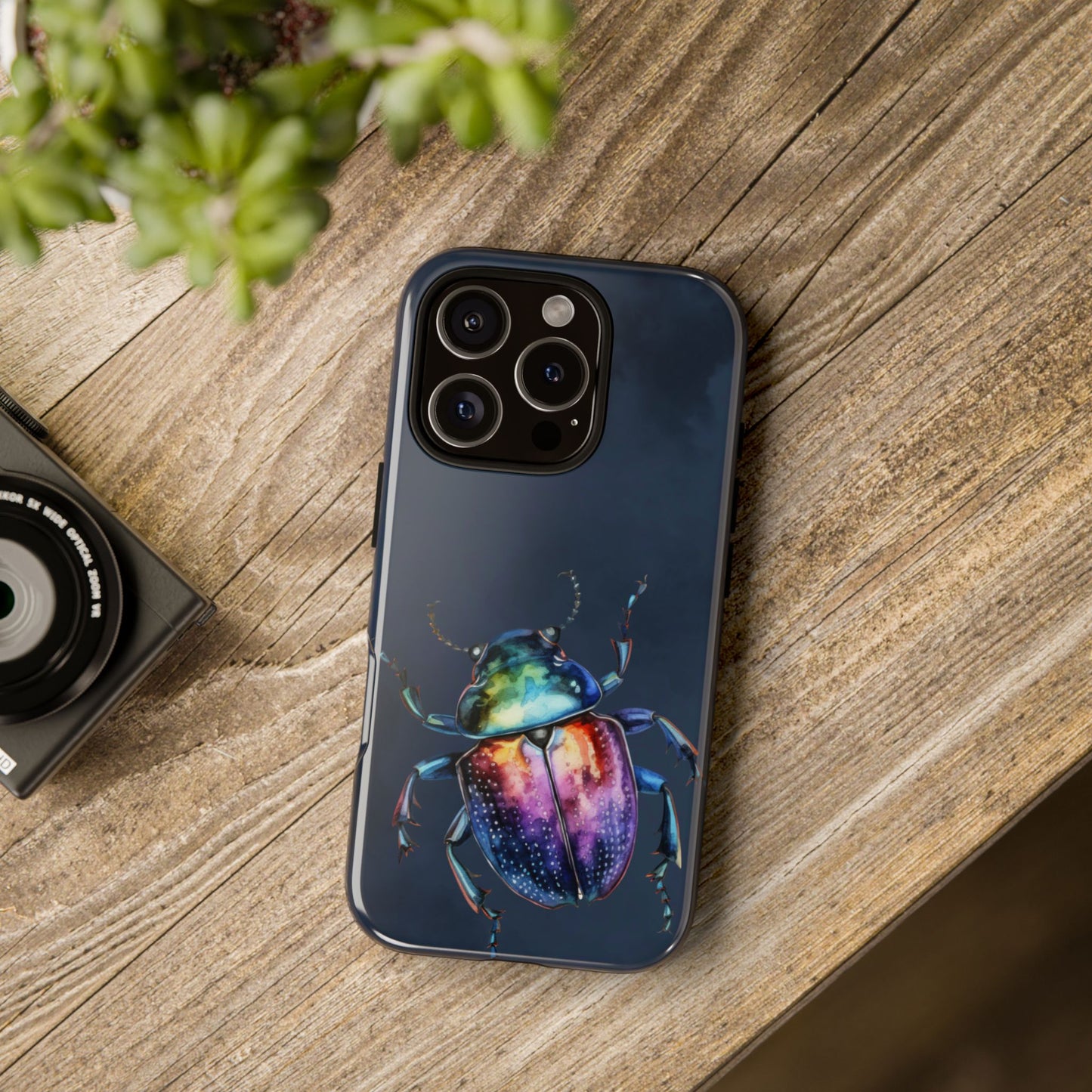 Iridescent Beetle Tough Phone Case - Insect Art Design, Nature-Inspired Pattern, Compatible with iPhone, Galaxy, and Google Phones