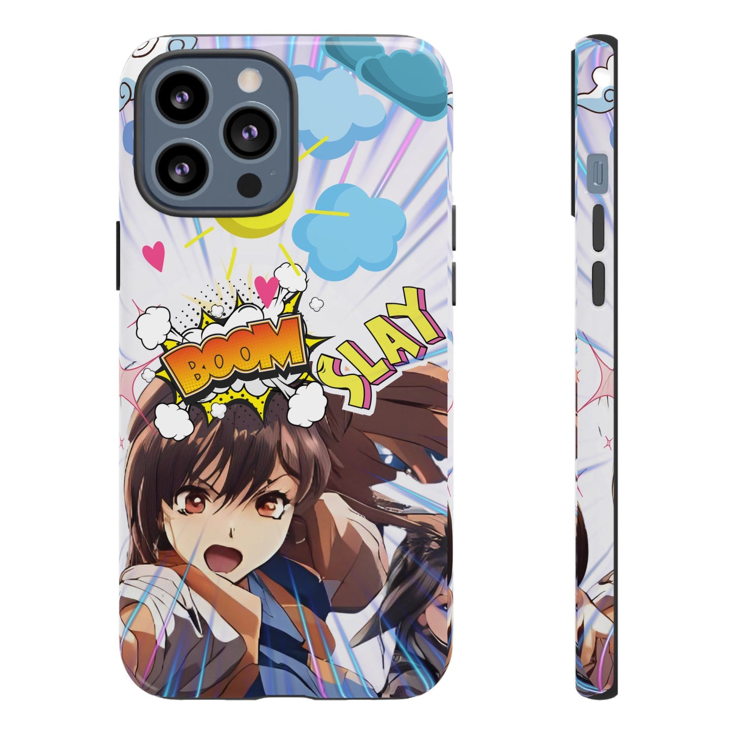 Anime Warrior Girl Tough Phone Case, Japanese Action Anime Aesthetic, Bold Heroine Design, Compatible with iPhone, Galaxy, and Google Phones