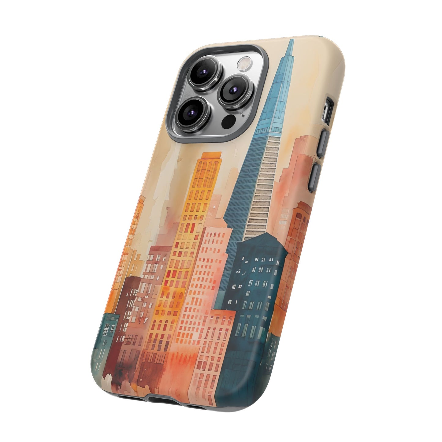 San Francisco Cityscape Tough Phone Case - Tropical Skyline Aesthetic, Sunset Beach Urban Art, Compatible with iPhone, Galaxy, and Google