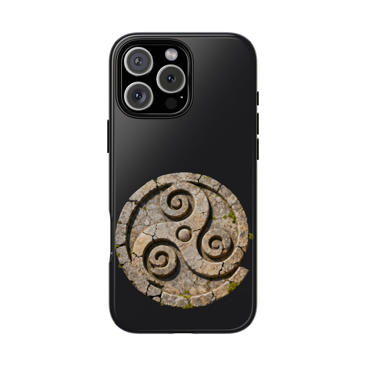 Stone Triskelion Tough Phone Case Ancient Celtic Spiral Irish Symbol Compatible with iPhone 17 16 15 14 13 Galaxy Google