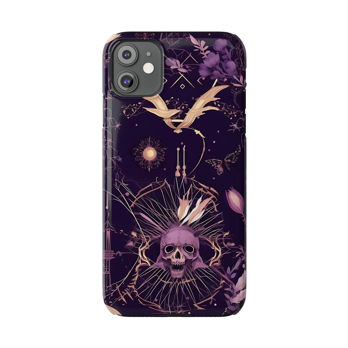 Gothic Floral Slim Phone Cases, Ghostly Style Mobile Cover, Dark Aesthetic Gift, Unique Protective Case, Perfect for Halloween