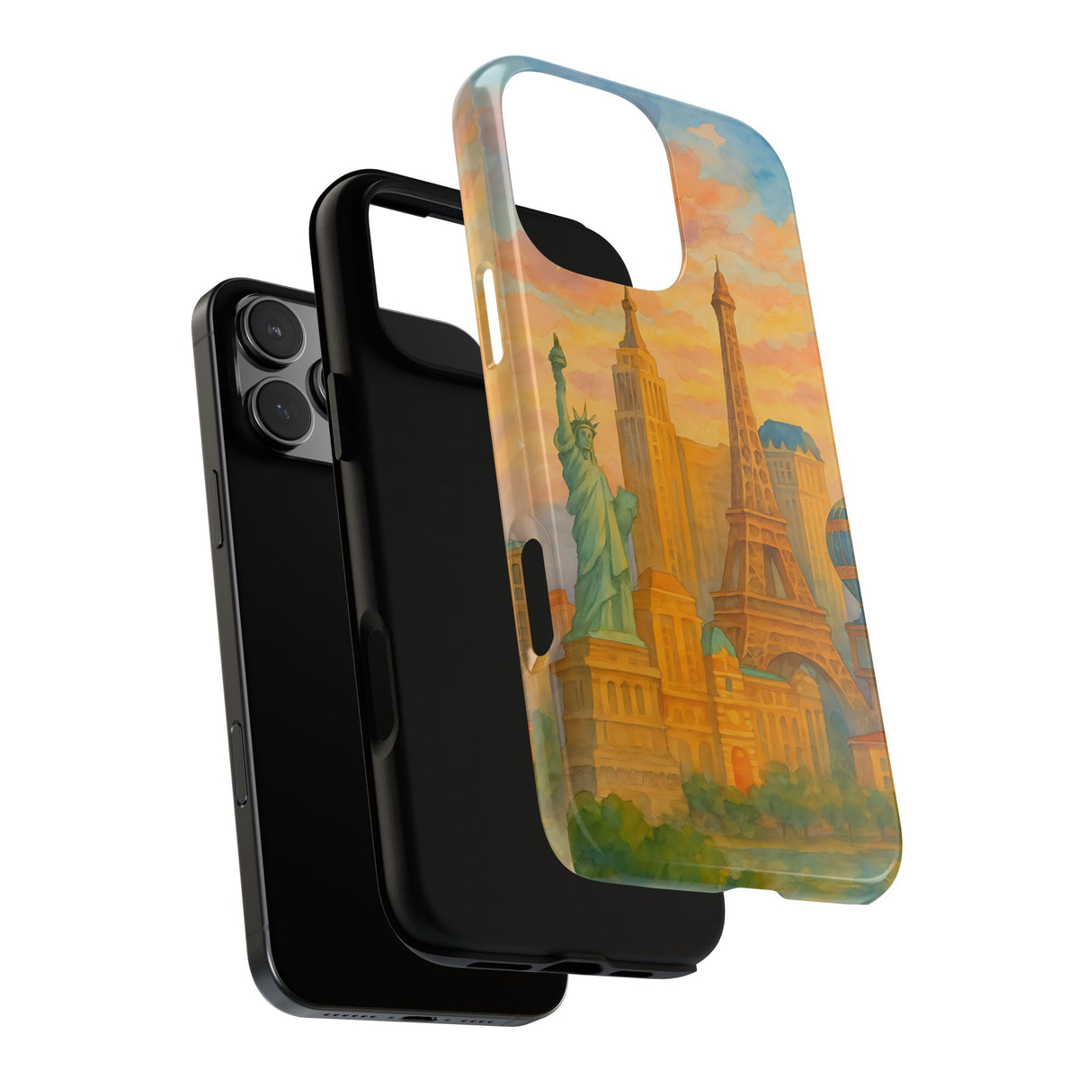 Cityscape Tough Phone Case, Las Vegas Strip Skyline Phone Cover Sunset Glow Design, Compatible with iPhone, Galaxy & Google