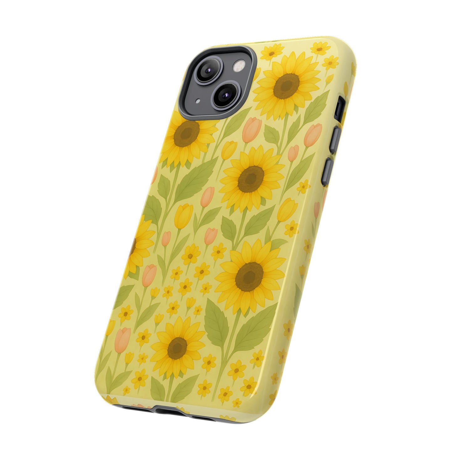 Sunflower Floral Phone Case, Watercolor Botanical Print, Aesthetic Tough Phone Case, Compatible with iPhone, Galaxy, Google