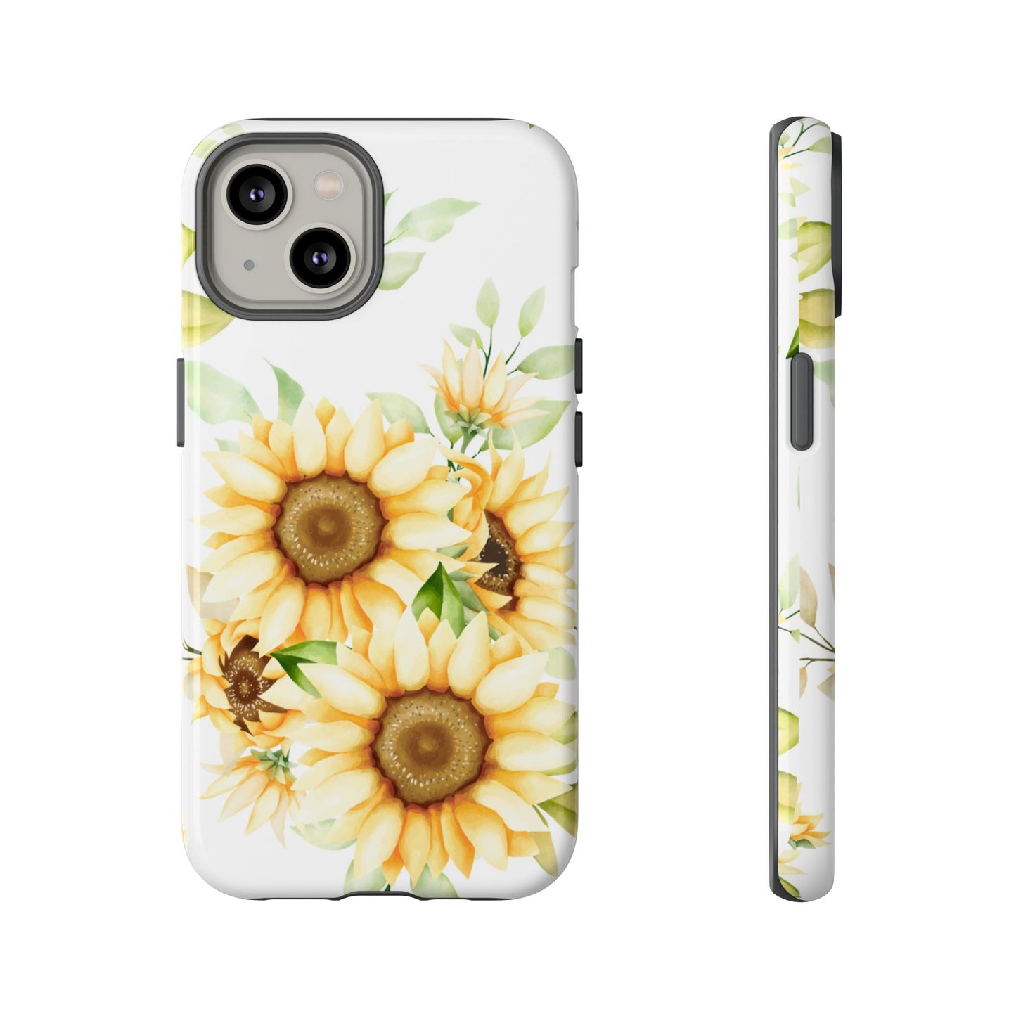 Sunflower Floral Tough Phone Case - Watercolor Botanical Art, Bright Nature Aesthetic, Compatible with iPhone, Galaxy, and Google Phones
