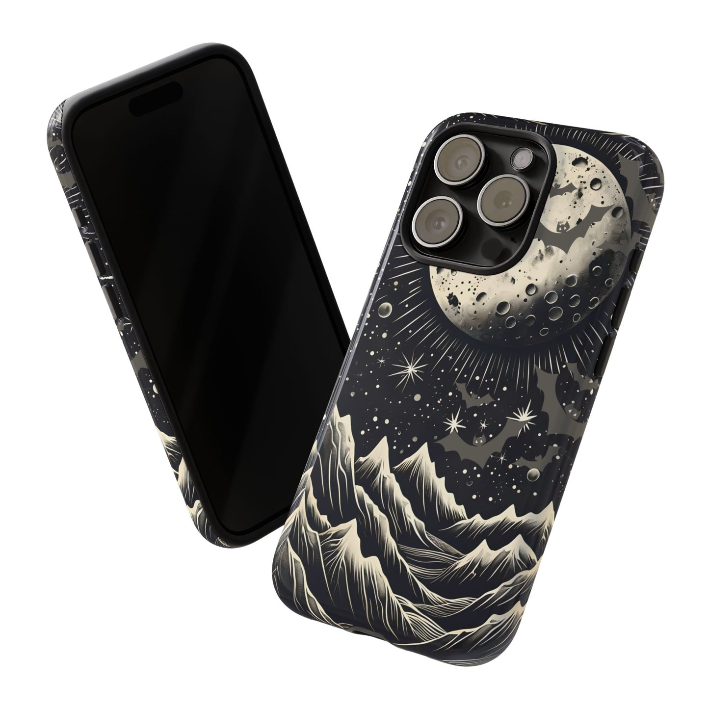 Vintage Halloween Night Sky Phone Case - Spooky Mountain Moon Scene, Celestial Goth Aesthetic, Compatible with iPhone, Galaxy, Google Phones
