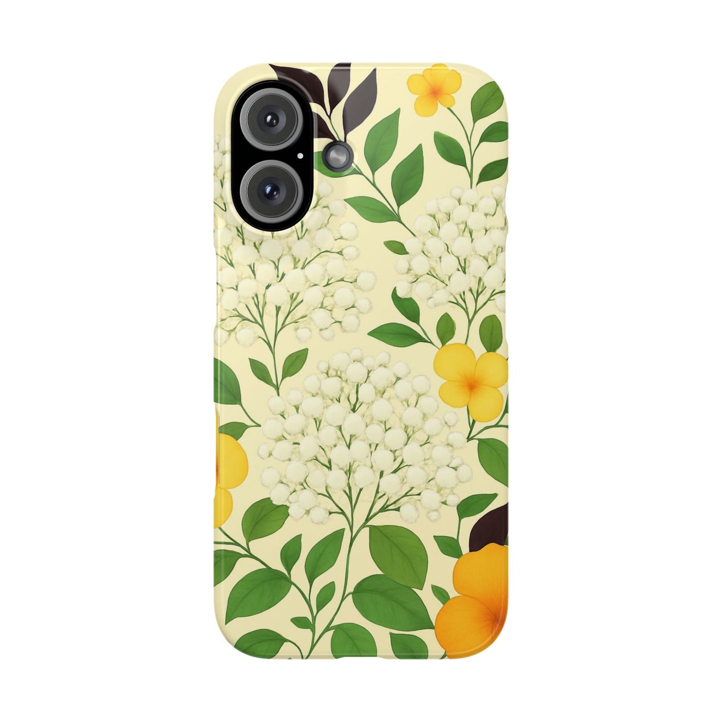 Delicate Floral Print Phone Case, Autumn Botanical Slim Phone Case, Aesthetic Flower Phone Cover Compatible with iPhone, Galaxy, Google