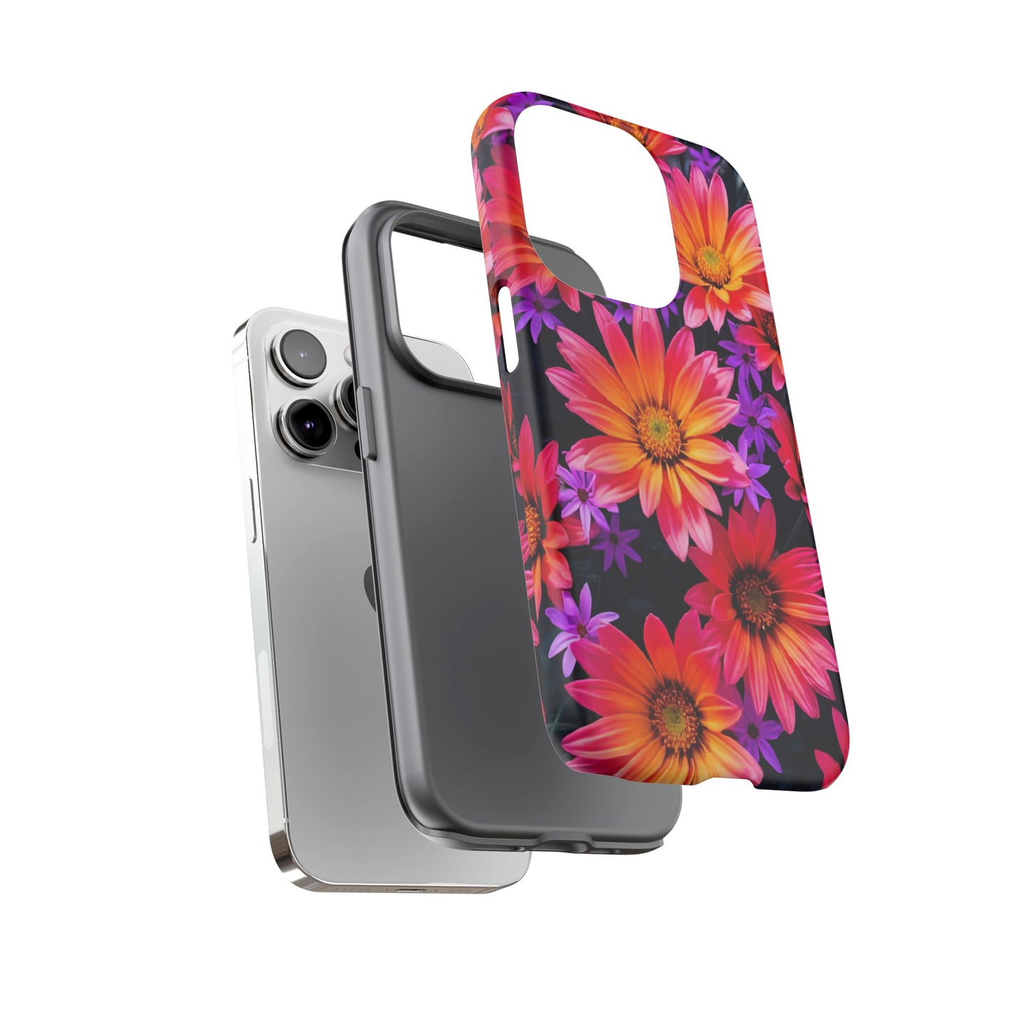 Bold Garden Flower Tough Phone Case - Colorful Floral Print, Bright Botanical Aesthetic, Compatible with iPhone, Galaxy, and Google Phones