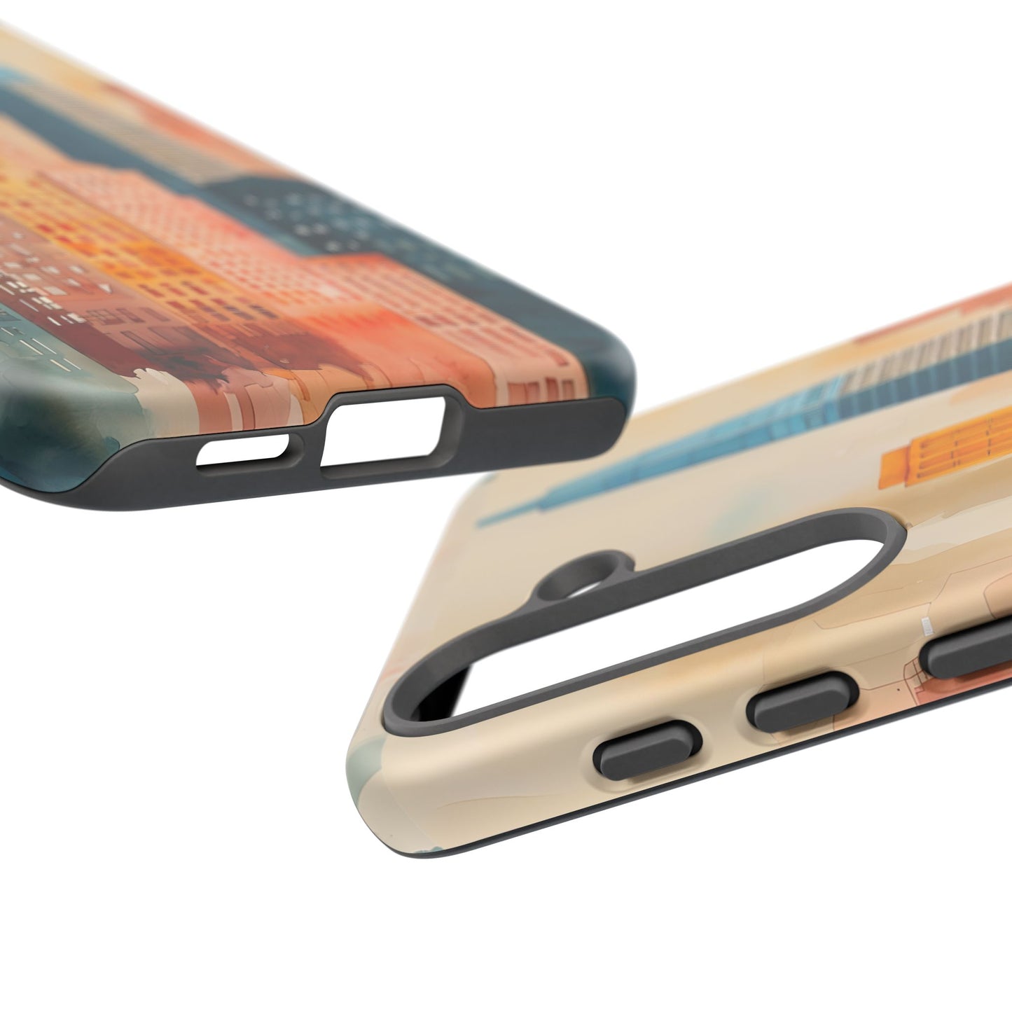 San Francisco Cityscape Tough Phone Case - Tropical Skyline Aesthetic, Sunset Beach Urban Art, Compatible with iPhone, Galaxy, and Google