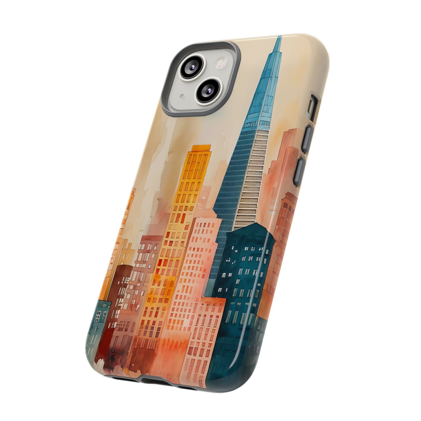 San Francisco Cityscape Tough Phone Case - Tropical Skyline Aesthetic, Sunset Beach Urban Art, Compatible with iPhone, Galaxy, and Google