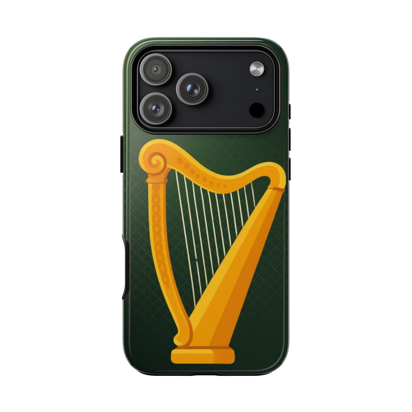 Irish Harp Tough Phone Case Emerald Celtic Ireland Symbol Heritage Gift Compatible with iPhone 17 16 15 14 13 12 11 Pro Max Galaxy Google Pixel