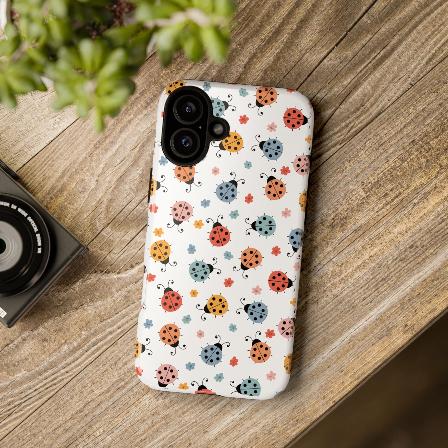Ladybug Tough Phone Case - Cute Insect Aesthetic, Nature-Inspired Pattern Art, Compatible with iPhone, Galaxy, and Google Phones