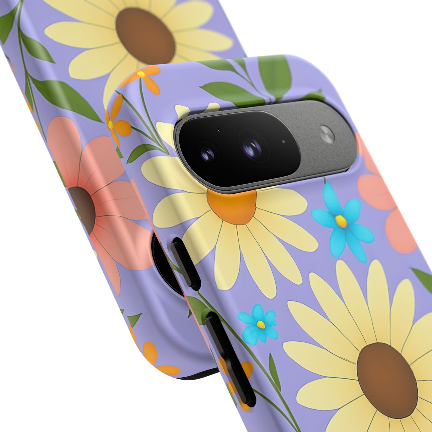 Minimal Daisy Flower Tough Phone Case - Retro Coquette Floral Print, Cute Soft Aesthetic, Compatible with iPhone, Galaxy, and Google Phones