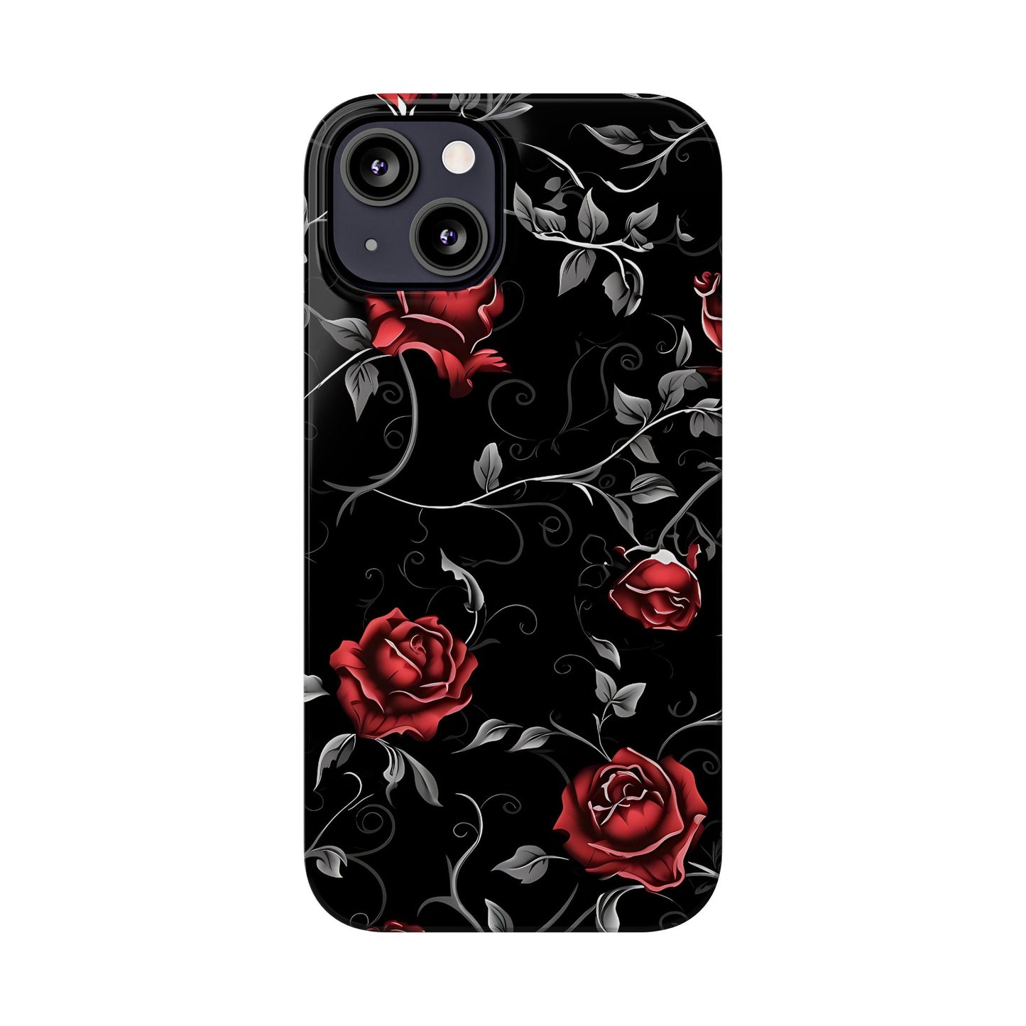 Elegant Floral Slim Phone Cases, Gothic Style Case, Rose Design Cover, Unique Gift for Her, Phone Accessories, Modern Chic