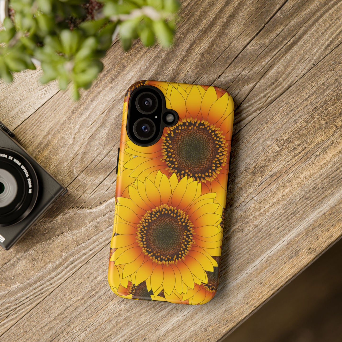 Sunflower Aesthetic Tough Phone Case - Bright Floral Art, Bold Yellow Sunflower Design, Compatible with iPhone, Galaxy, and Google Phones