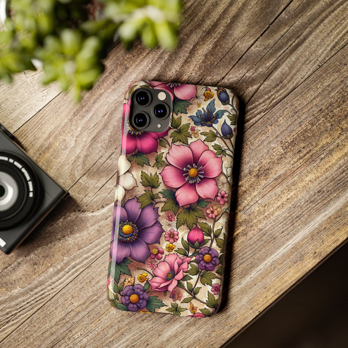Floral Slim Phone Case - Vibrant Flower Design, Unique Floral iPhone Cover, Flower Phone Case, Gift for Her, Stylish Accessories