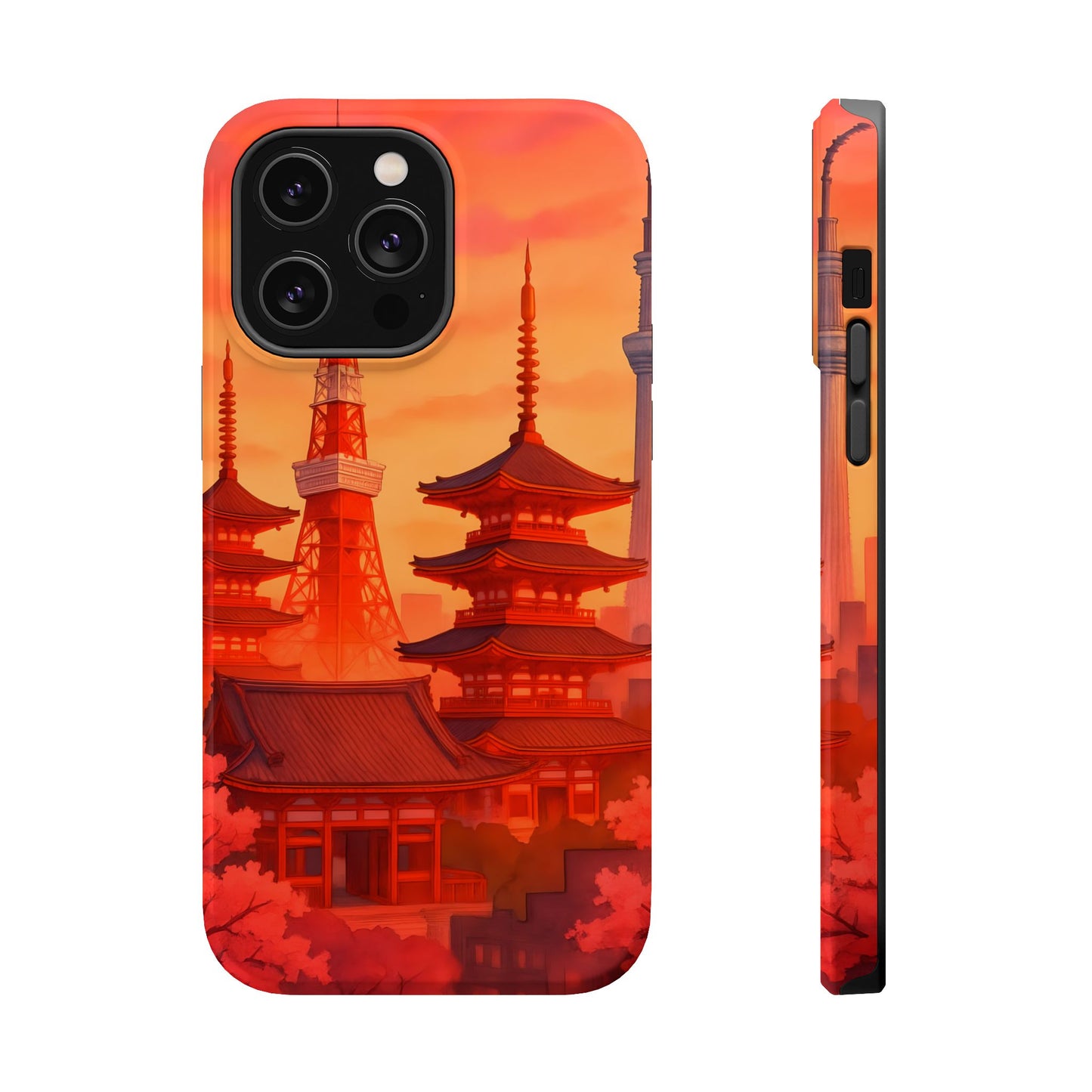 Tokyo Japan Cityscape Magnetic Phone Case, Sunset Skyline, Vibrant Sunrise Aesthetic, Compatible with iPhone 17 and Other iPhone models