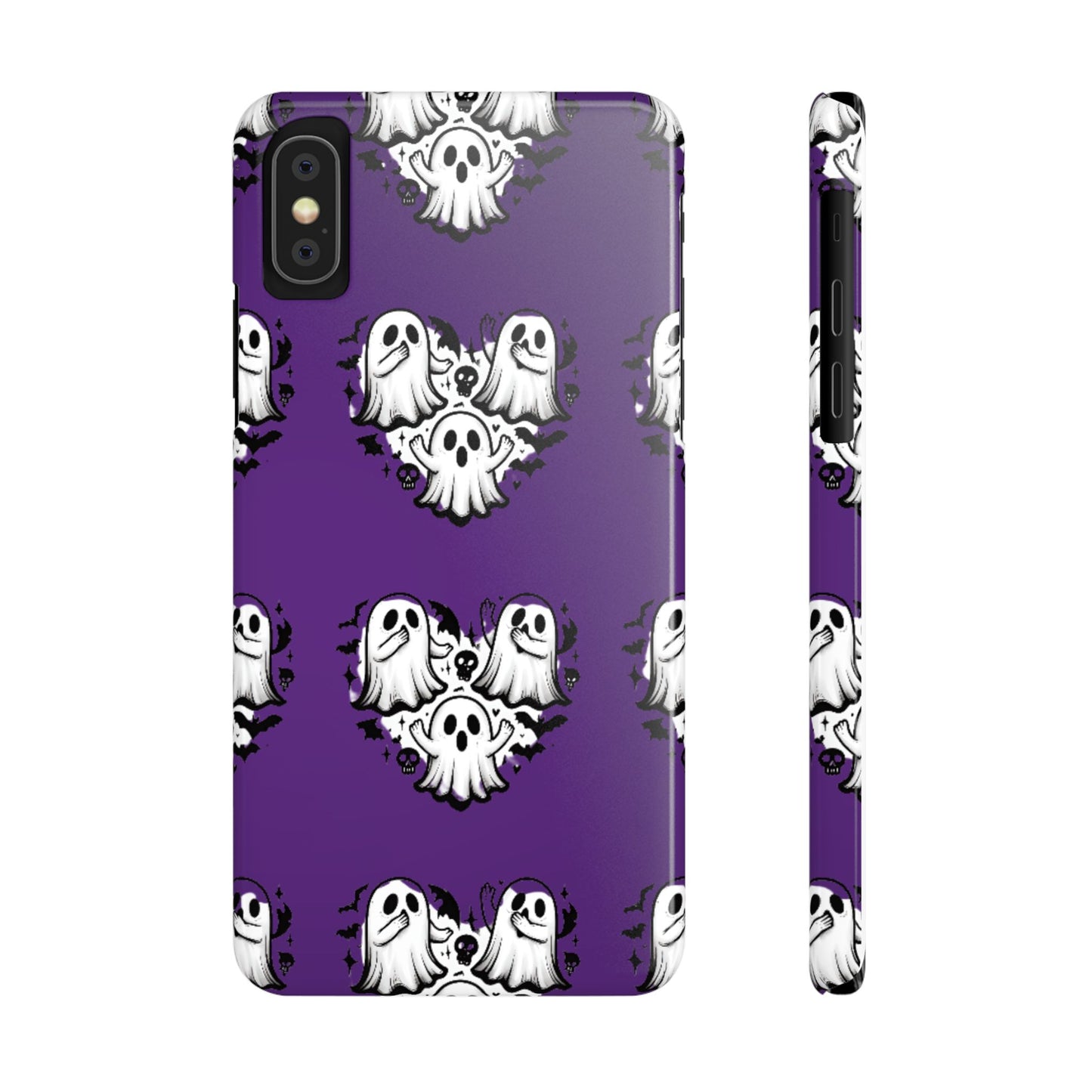 Cute Ghost Heart Slim Phone Case, Creepy Cute Spooky Heart Print, Goth Coquette Aesthetic Spooky Accessories, Halloween Gift Case