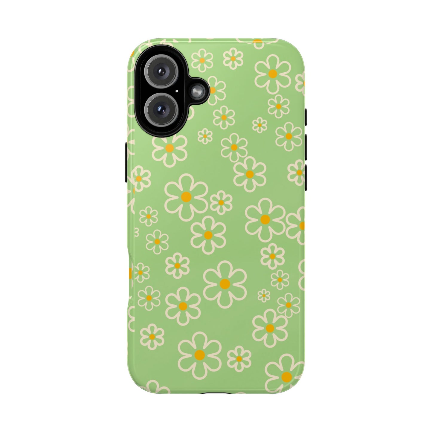 Minimal Daisy Flower Tough Phone Case - Retro Coquette Floral Print, Cute Soft Aesthetic, Compatible with iPhone, Galaxy, and Google Phones