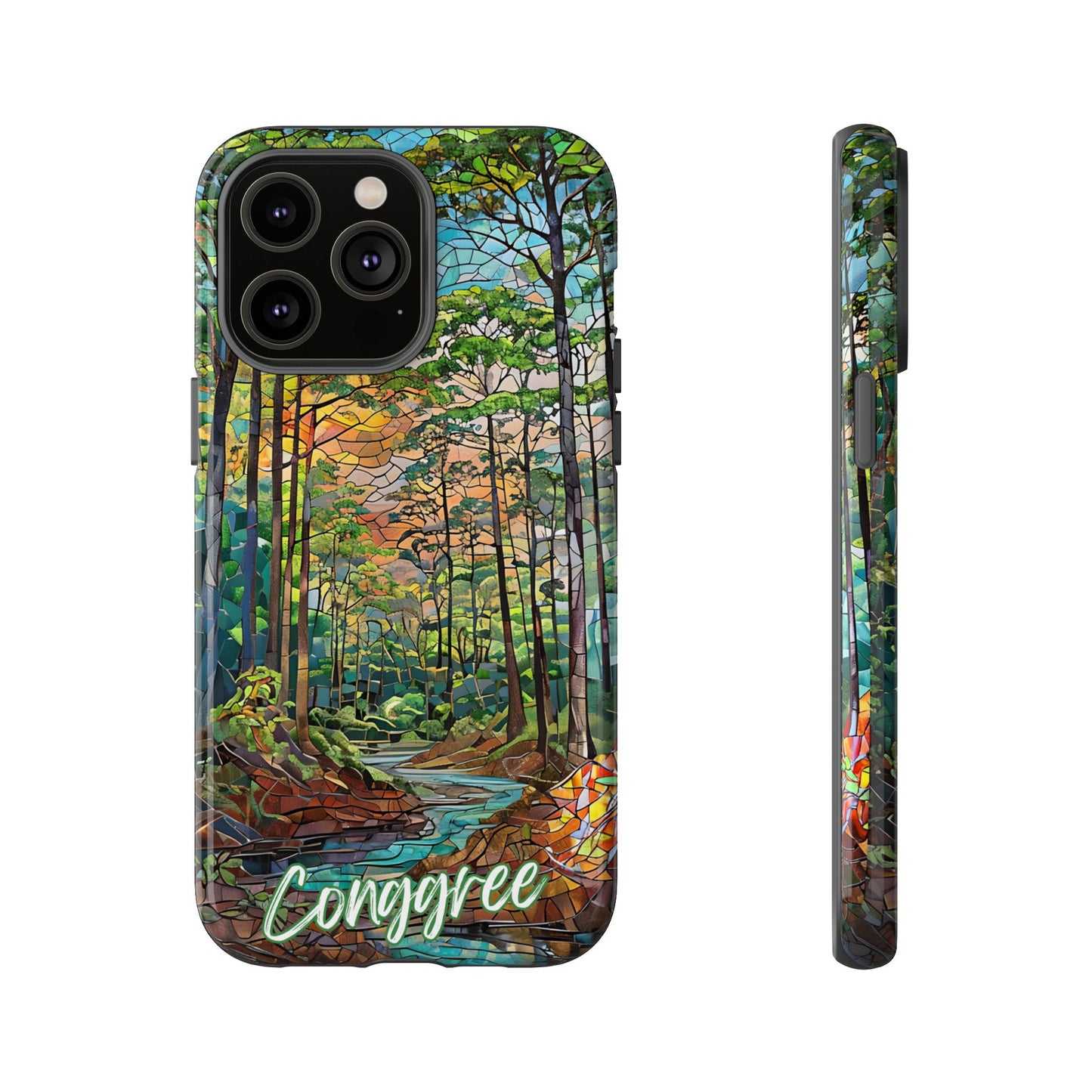 Congaree Mosaic Tough Phone Case - Lush Swamp Forest Art, Southeast Nature Aesthetic, Compatible with iPhone, Galaxy, and Google Phones