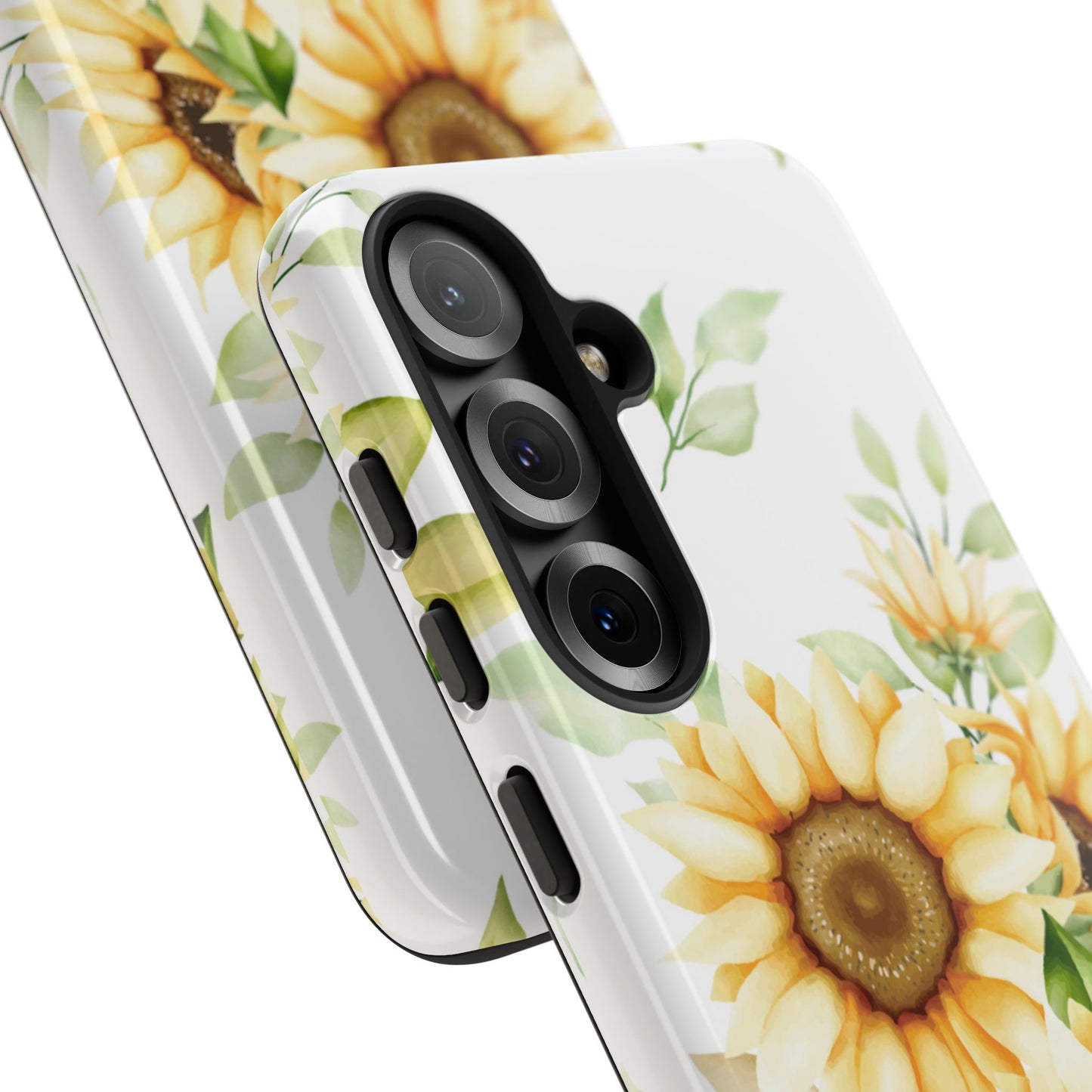 Sunflower Floral Tough Phone Case - Watercolor Botanical Art, Bright Nature Aesthetic, Compatible with iPhone, Galaxy, and Google Phones