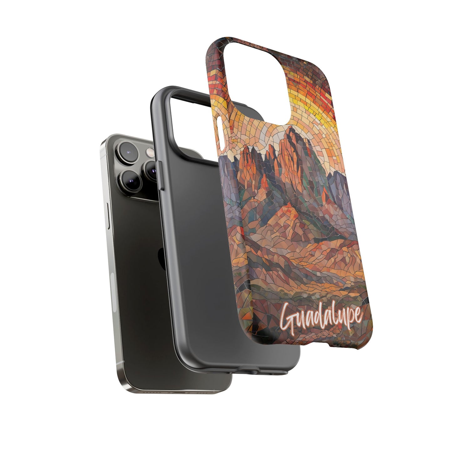 Guadalupe Mountains Mosaic Tough Phone Case, Scenic Mountain Art, National Park Aesthetic, Compatible with iPhone, Galaxy, and Google Phones