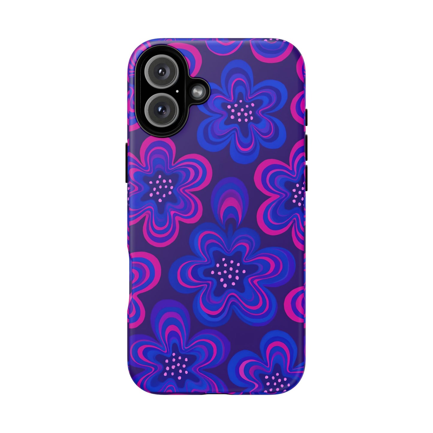 Retro Swirl Flower Tough Phone Case - Groovy Psychedelic Floral Pattern, Funky Vintage Aesthetic, Compatible with iPhone, Galaxy, and Google