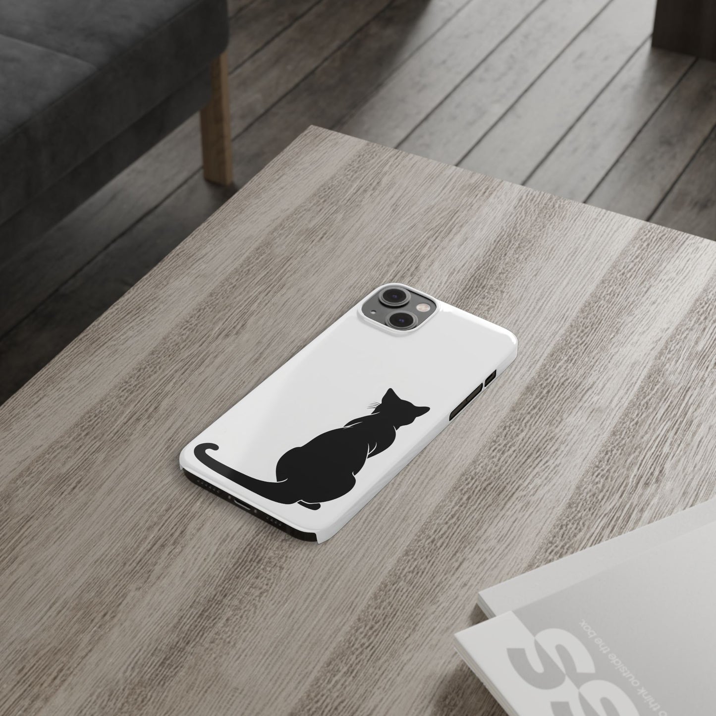 Black Cat Halloween Slim Phone Case Coquette, Creepy Cute Gift for Her, Goth Coquette Spooky Case, Compatible with iPhone, Galaxy, Google