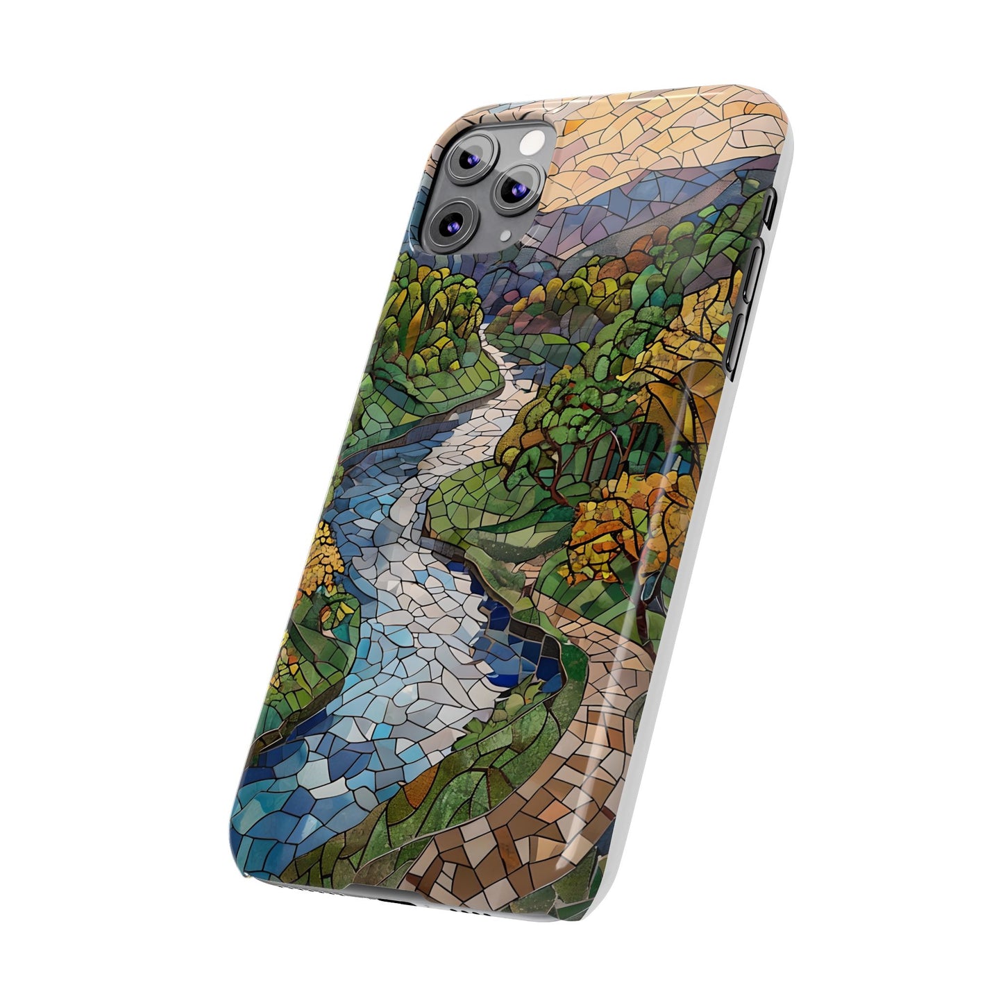 Cuyahoga Valley Mosaic Slim Phone Case, Midwest Forest Art, Scenic Nature Aesthetic, Unique Gift for Nature Lovers