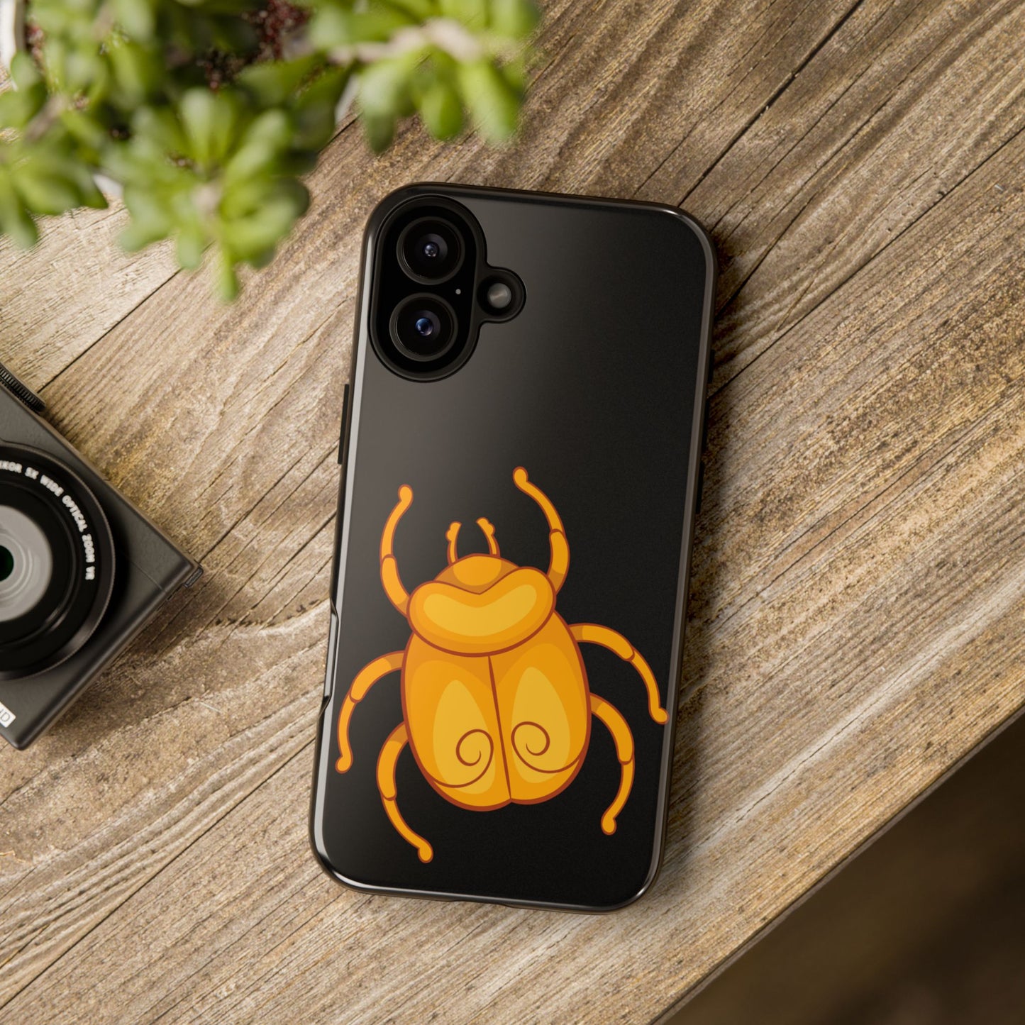 Ancient Egyptian Scarab Tough Phone Case - Gold Beetle Design, Mythological Insect Art, Compatible with iPhone, Galaxy, and Google Phones