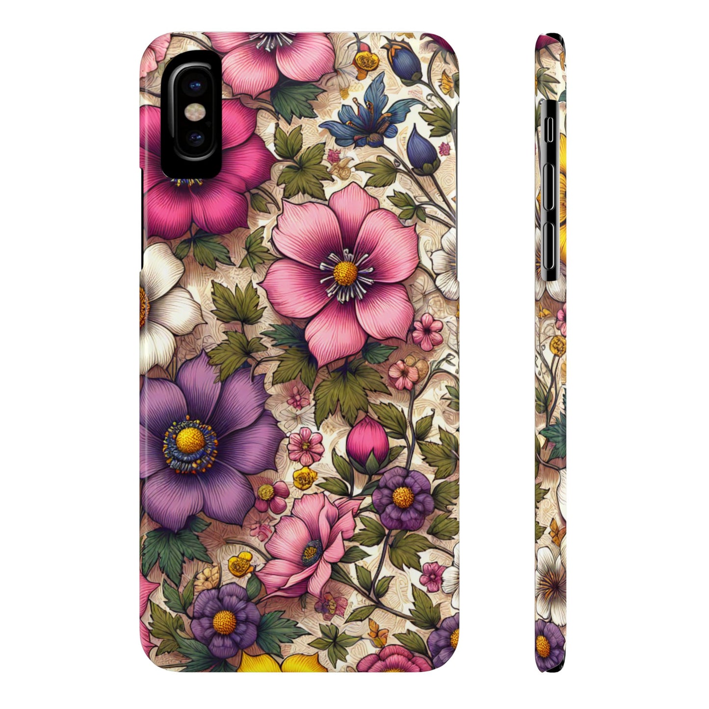 Floral Slim Phone Case - Vibrant Flower Design, Unique Floral iPhone Cover, Flower Phone Case, Gift for Her, Stylish Accessories