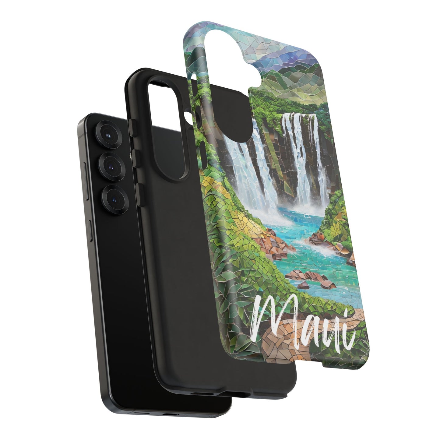 Haleakala National Park Phone Case, Mosaic Phone Case, Hawaii Nature Art National Park Gift Scenic Waterfall Phone Cover Landscape Aesthetic