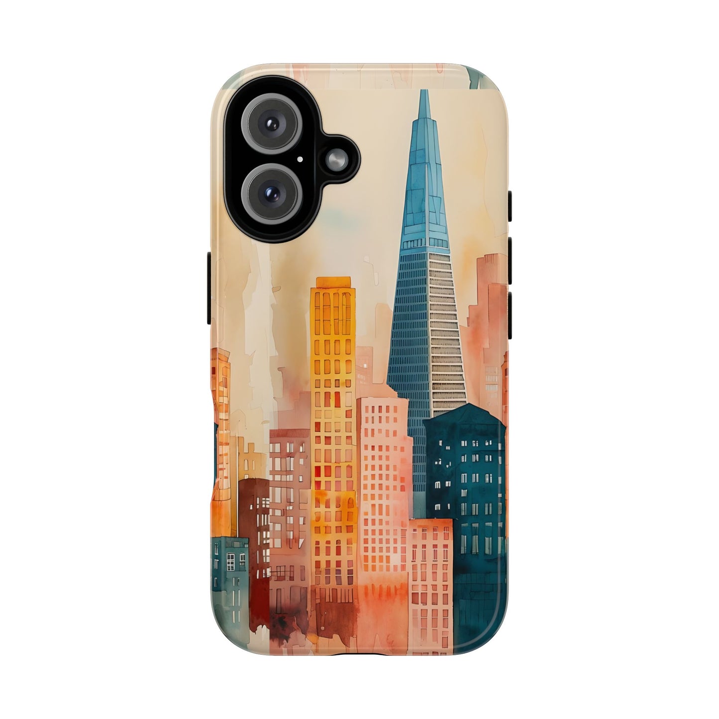 San Francisco Cityscape Tough Phone Case - Tropical Skyline Aesthetic, Sunset Beach Urban Art, Compatible with iPhone, Galaxy, and Google