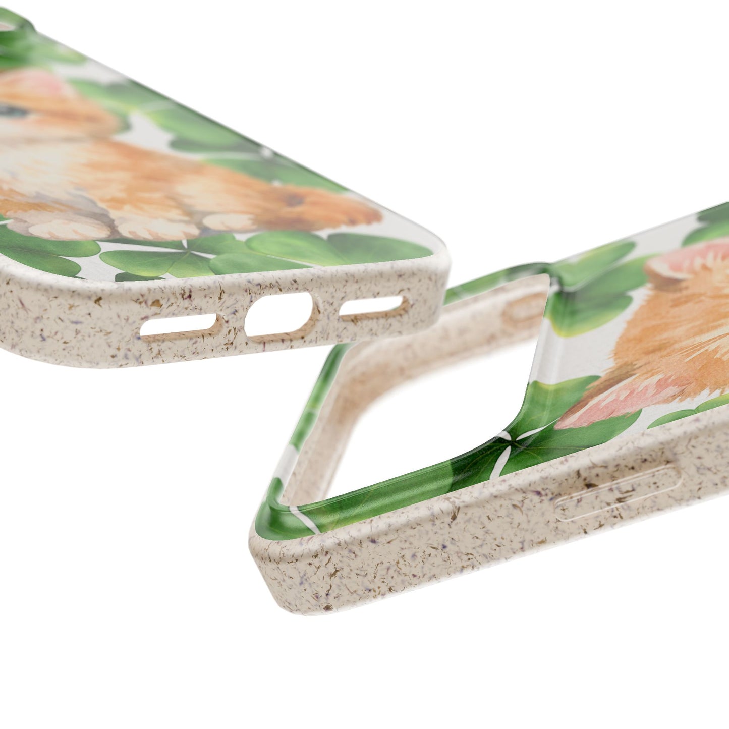 Ginger Kitten Biodegradable Phone Case, St Patricks Day Cat Art with Shamrocks, Irish Cat Gift Compatible with iPhone