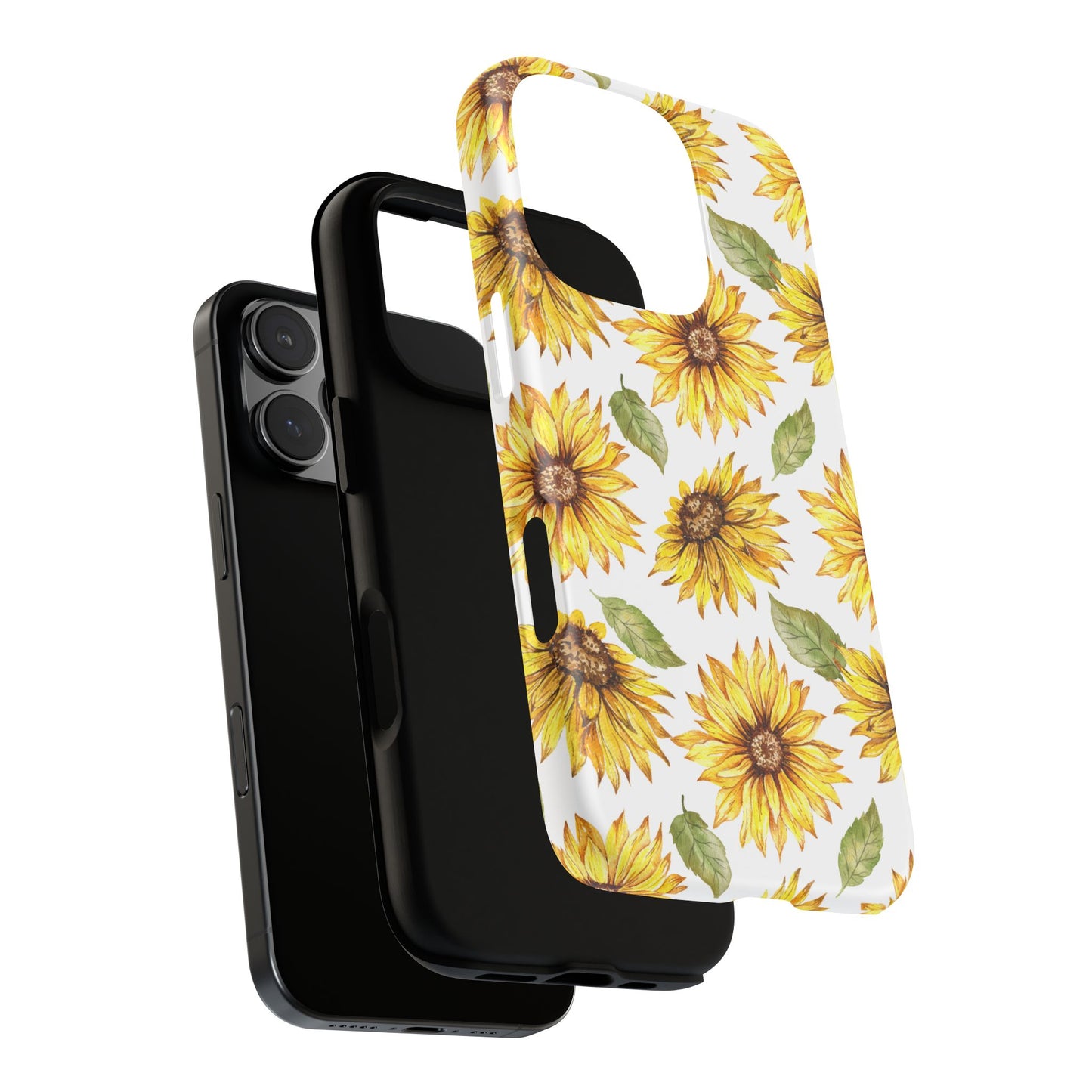 Sunflower Floral Tough Phone Case - Watercolor Botanical Print, Bright Nature Aesthetic, Compatible with iPhone, Galaxy, and Google Phones