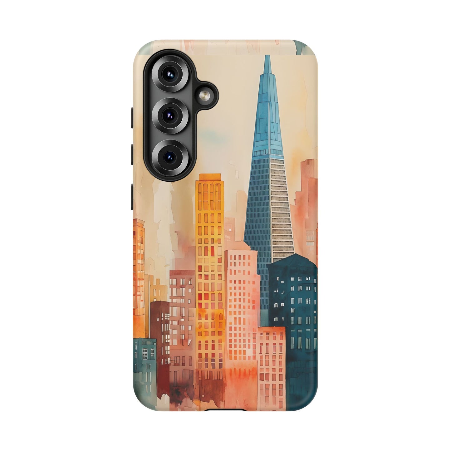 San Francisco Cityscape Tough Phone Case - Tropical Skyline Aesthetic, Sunset Beach Urban Art, Compatible with iPhone, Galaxy, and Google