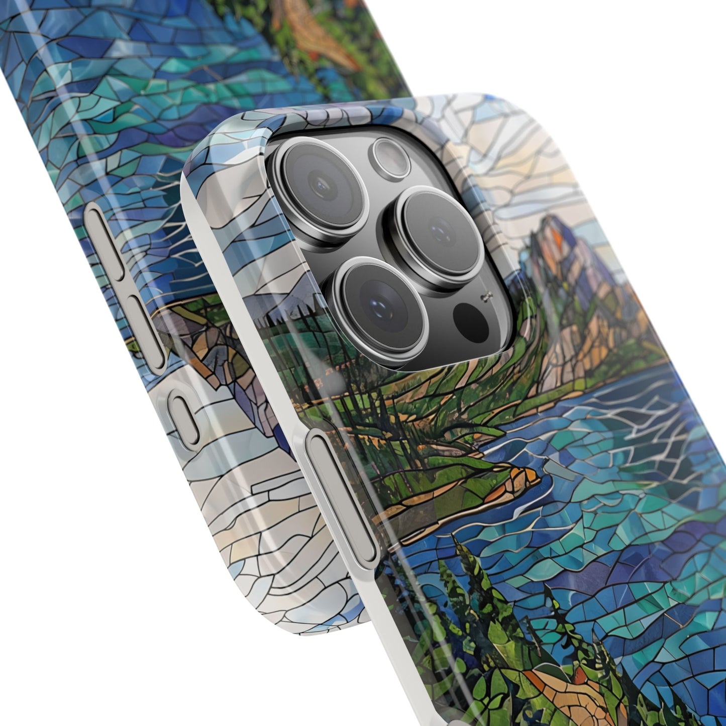 Isle Royale Mosaic Slim Phone Case, Remote Island Wilderness Art, Great Lakes Nature Aesthetic, Eco-Friendly Phone Accessory