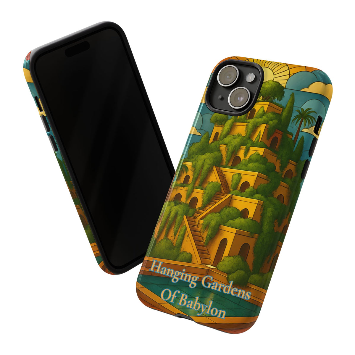 World Wonders Tough Phone Case, Hanging Gardens of Babylon, Compatible with iPhone 17, 16, 15, 14, 13, Galaxy, Google